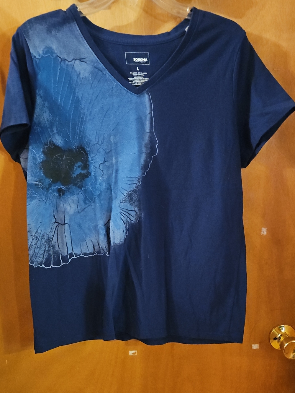 Sonoma Navy Blue Womens' V-Neck Graphic Tee